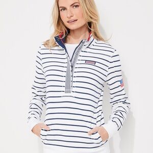 Vineyard Vines USA mixed striped shep pullover quarter zip XS